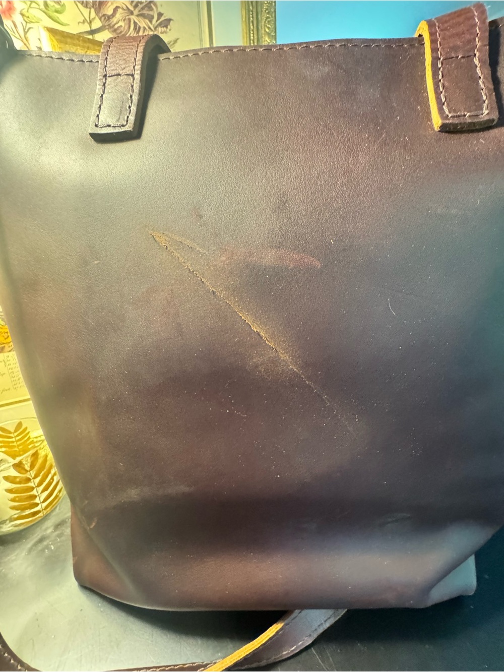 Portland Leather congnac Leather ZIPPERED Bag with Crossbody Strap - Picture 3 of 7